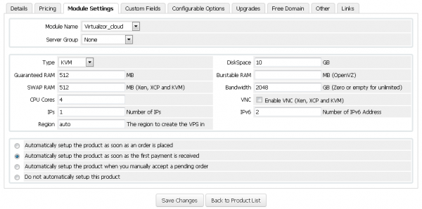 Module settings